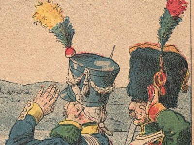 Petit Protège Cahier Scolaire Histoire de France - XIX illustration - Episodes Militaires - Illustration de Lix - Essling et Lobau