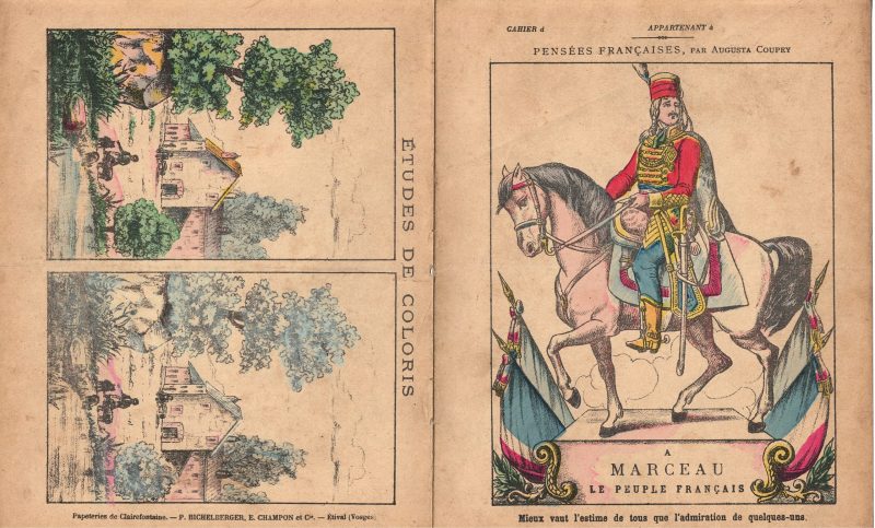 Petit Protège Cahier Scolaire Histoire de France - XIX illustration - Marceau - Le peuple Français - Hussard
