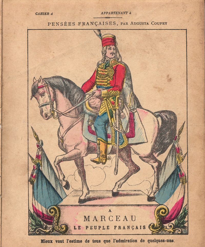 Petit Protège Cahier Scolaire Histoire de France - XIX illustration - Marceau - Le peuple Français - Hussard