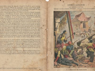 Petit Protège Cahier Scolaire Histoire de France - XIX illustration - Indochine -Prise de Hué- Illustration par Bombled