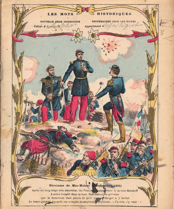 Petit Protège Cahier Scolaire Histoire de France - XIX illustration - Les mots historiques - Mac Mahon - Crimée 1855