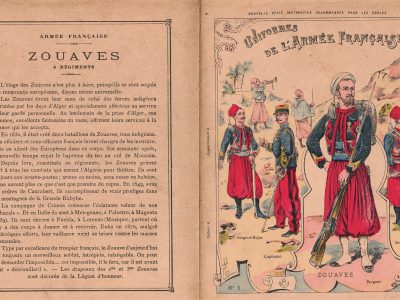 Petit Protège Cahier Scolaire Histoire de France - XIX illustration - Uniforme de l'armée Française - Zouaves - 3em République