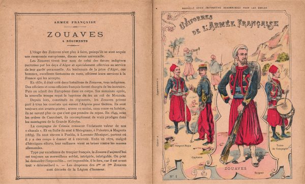 Petit Protège Cahier Scolaire Histoire de France - XIX illustration - Uniforme de l'armée Française - Zouaves - 3em République