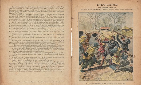 Petit Protège Cahier Scolaire Histoire de France - XIX illustration - Indochine - Mort du commandant Rivière - Illustration par Bombled