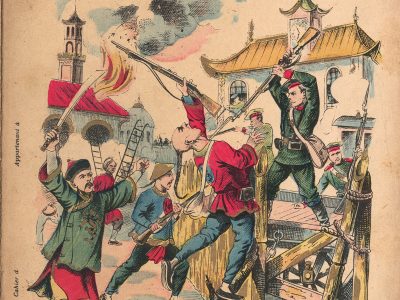 Petit Protège Cahier Scolaire Histoire de France - XIX illustration - La Guerre de Chine - 1900 - Boxers War - Insurrection