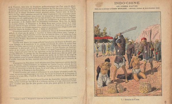 Petit Protège Cahier Scolaire Histoire de France - XIX illustration - Indochine - Exécution de Pirates - Illustration par Bombled