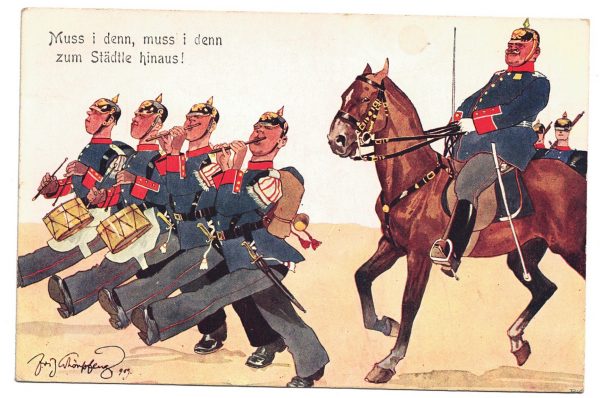 9 Anciennes Cartes Postale - Propagande 14/18 - Caricature - Guerriers - Soldats - Uniforme - Prusse - Manœuvre - Marine - Cavalerie - Casque a pointe