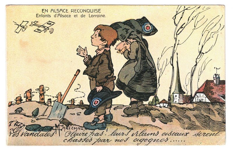 2 Anciennes Carte Postale - Alsace Lorraine - Guerre 14 / 18 Poulbot - En Alsace Reconquise - Maréchaux Illustrateur - 1919 - Prusse