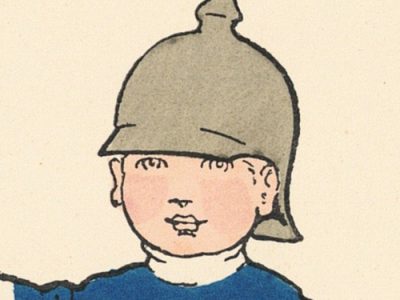 Ancienne Carte Postale - Propagande 14/18 - Prussienne - Caricature - Guerriers - Soldats - Uniforme - Enfant - Casque à pointe - Jouet militaire