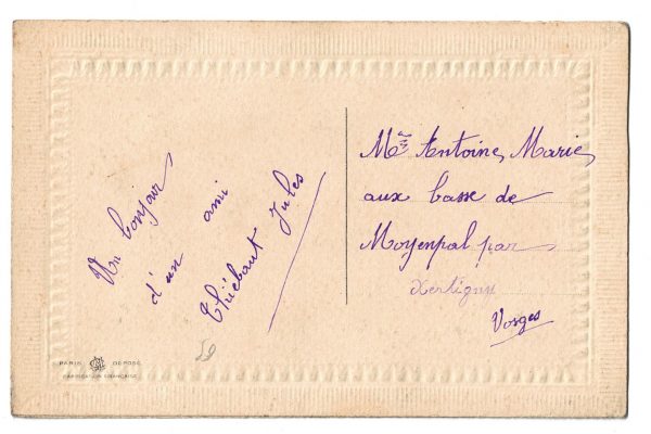 Carte Postale Brodée - Souvenir Guerre 14/18 - Poilus - Guerriers - Soldats - Uniforme - Souvenir de Guerre - Coq Français - 1914/1915