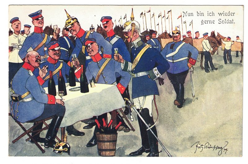 9 Anciennes Cartes Postale - Propagande 14/18 - Caricature - Guerriers - Soldats - Uniforme - Prusse - Manœuvre - Marine - Cavalerie - Casque a pointe