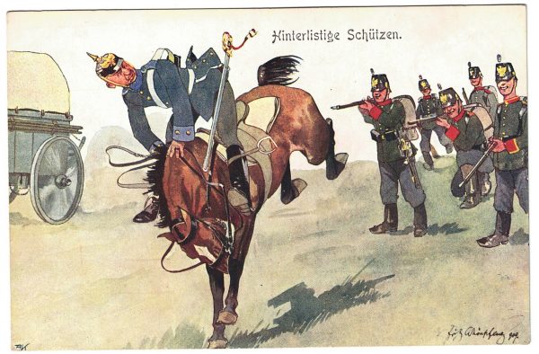 9 Anciennes Cartes Postale - Propagande 14/18 - Caricature - Guerriers - Soldats - Uniforme - Prusse - Manœuvre - Marine - Cavalerie - Casque a pointe
