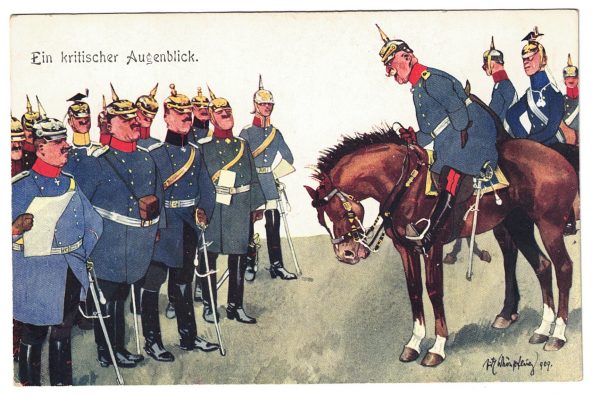 9 Anciennes Cartes Postale - Propagande 14/18 - Caricature - Guerriers - Soldats - Uniforme - Prusse - Manœuvre - Marine - Cavalerie - Casque a pointe