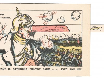 Ancienne Carte Postale à Systeme France - Kaiser - Guerre 14/18 - Nez qui s'allonge - Caricature - Paris - Casque a pointe