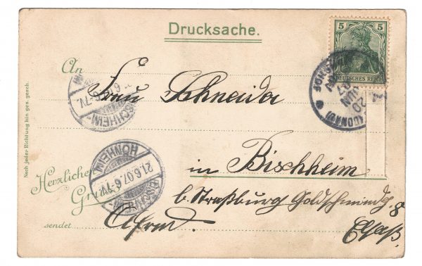 Ancienne Carte Postale à Systeme Armée Allemande soldat Alsacien service militaire - 1907 - Bischheim - Tabac - Cigare