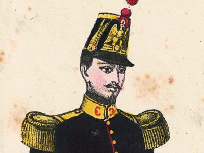 Papier à Lettre illustré - Infanterie Second Empire - Shako - Régiment de ligne - Lithographie rehaussée - Napoléon III - Souvenir Militaire - Drapeau