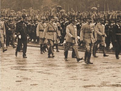 Ancienne Photographie service de presse époque - Défilé 1917 - Guerre 14/18 - Paris défilé des alliés - Arrivée de américains - Juillet 1917 - France - Russie - Angleterre - Amerique