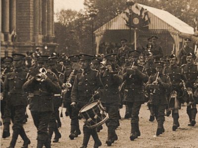 Ancienne Photographie service de presse époque - Défilé 1917 - Guerre 14/18 - Paris défilé des alliés - Arrivée de américains - Juillet 1917 - France - Russie - Angleterre - Amerique