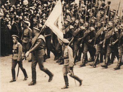 Ancienne Photographie service de presse époque - Défilé 1917 - Guerre 14/18 - Paris défilé des alliés - Arrivée de américains - Juillet 1917 - France - Russie - Angleterre - Amerique