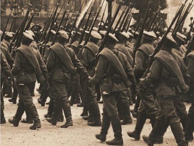 Ancienne Photographie service de presse époque - Défilé 1917 - Guerre 14/18 - Paris défilé des alliés - Arrivée de américains - Juillet 1917 - France - Russie - Angleterre - Amerique