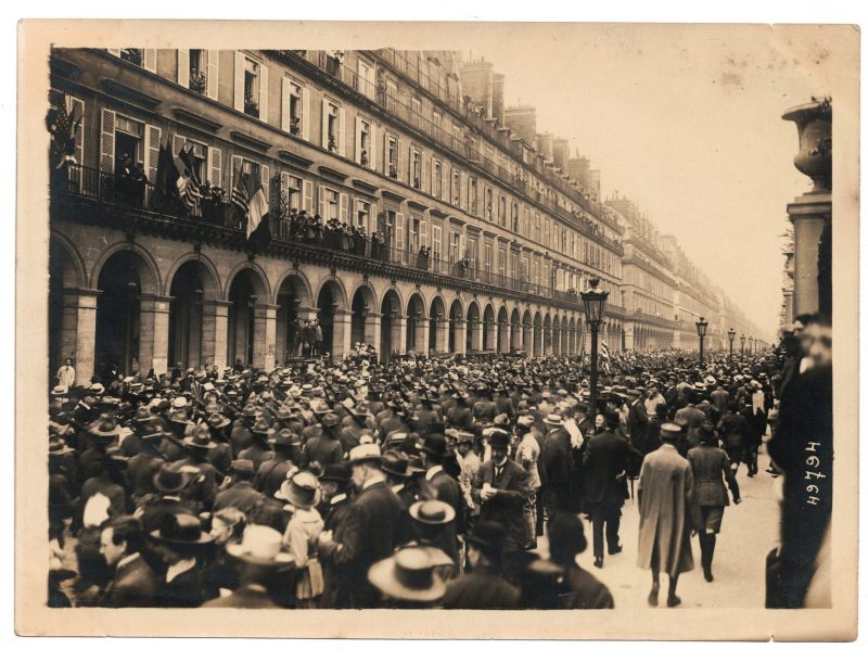 Ancienne Photographie service de presse époque - Défilé 1917 - Guerre 14/18 - Paris défilé des alliés - Arrivée de américains - Juillet 1917 - France - Russie - Angleterre - Amerique