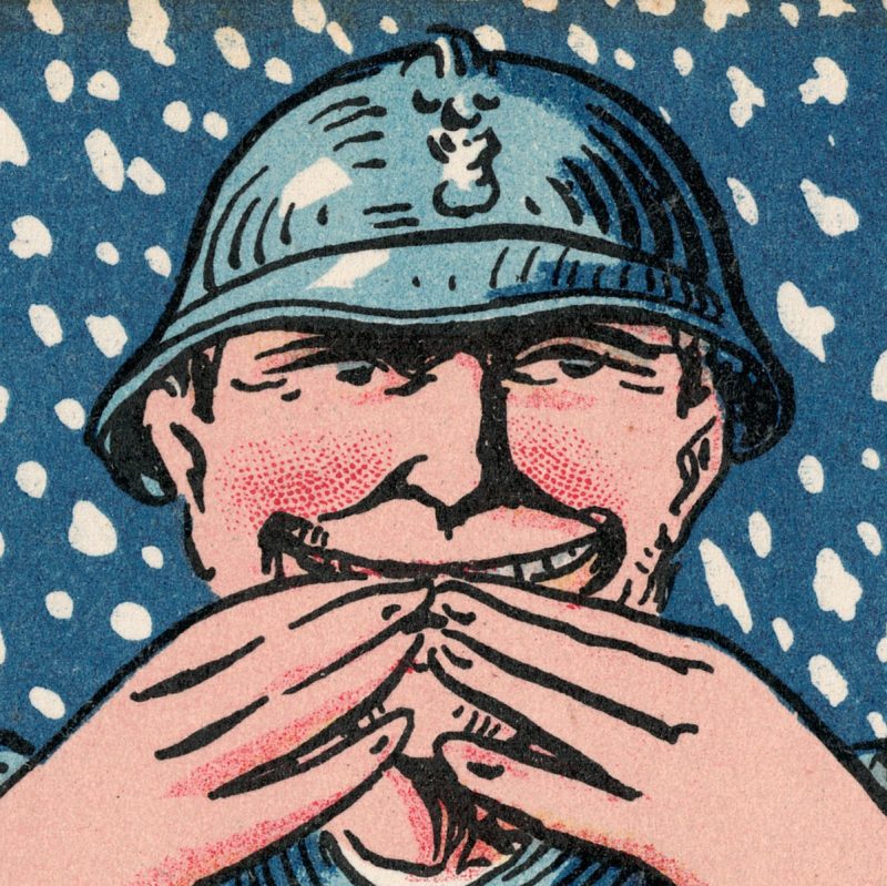 3 Cartes Postales Illustrées - Poilu - Marraine de Guerre- Guerre 14/18 - Casque à pointe - Uniforme - Bonne Année