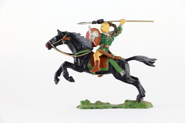 Figurine Elastolin Cavalier Hun Barbare Guerrier Lance Plastique