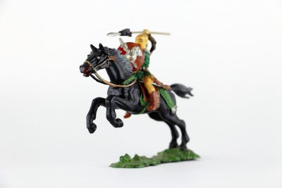 Figurine Elastolin Cavalier Hun Barbare Guerrier Lance Plastique