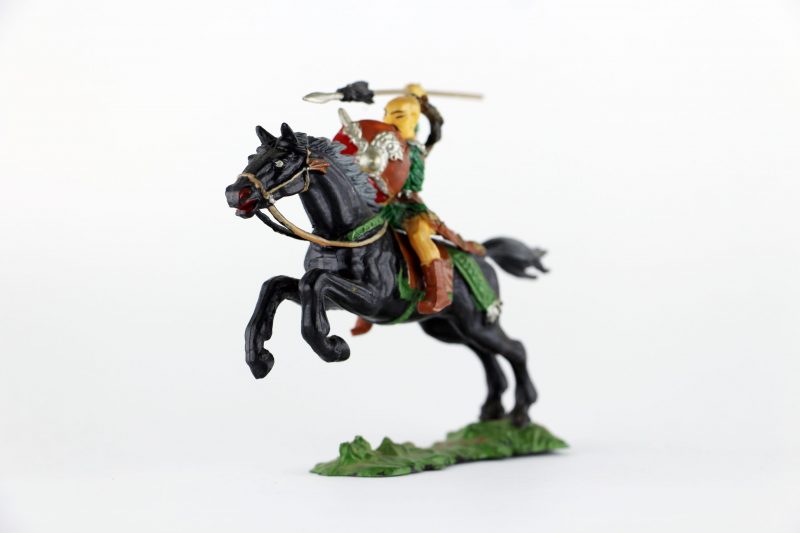 Figurine Elastolin Cavalier Hun Barbare Guerrier Lance Plastique