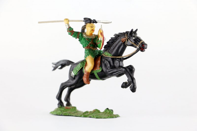 Figurine Elastolin Cavalier Hun Barbare Guerrier Lance Plastique