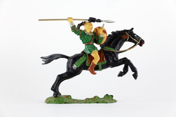 Figurine Elastolin Cavalier Hun Barbare Guerrier Lance Plastique