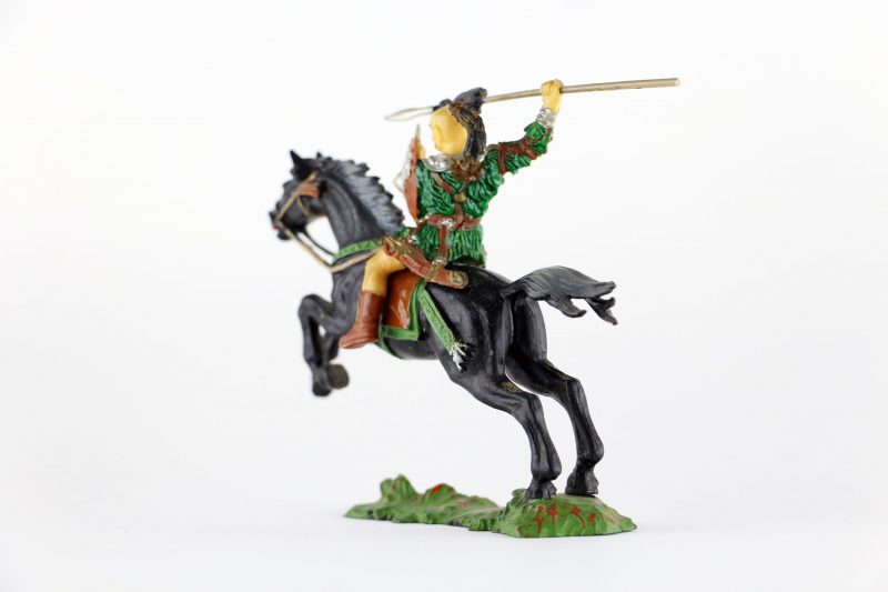 Figurine Elastolin Cavalier Hun Barbare Guerrier Lance Plastique
