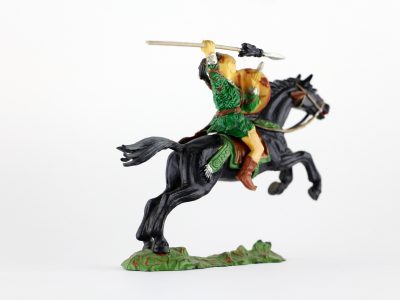 Figurine Elastolin Cavalier Hun Barbare Guerrier Lance Plastique