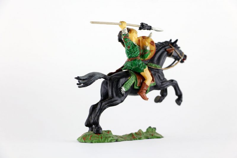 Figurine Elastolin Cavalier Hun Barbare Guerrier Lance Plastique