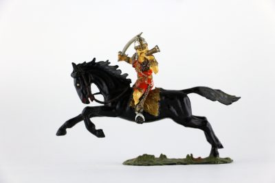Figurine Elastolin Cavalier Hun Barbare Guerrier Lance Plastique