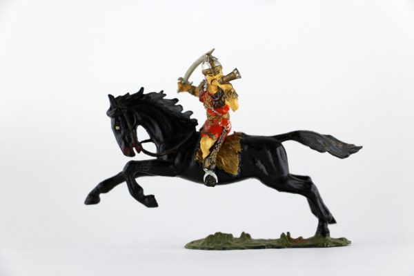 Figurine Elastolin Cavalier Hun Barbare Guerrier Lance Plastique