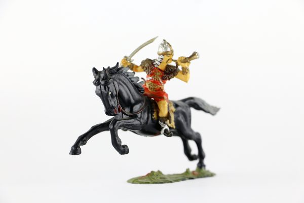 Figurine Elastolin Cavalier Hun Barbare Guerrier Lance Plastique