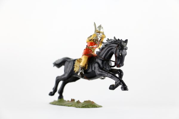 Figurine Elastolin Cavalier Hun Barbare Guerrier Lance Plastique