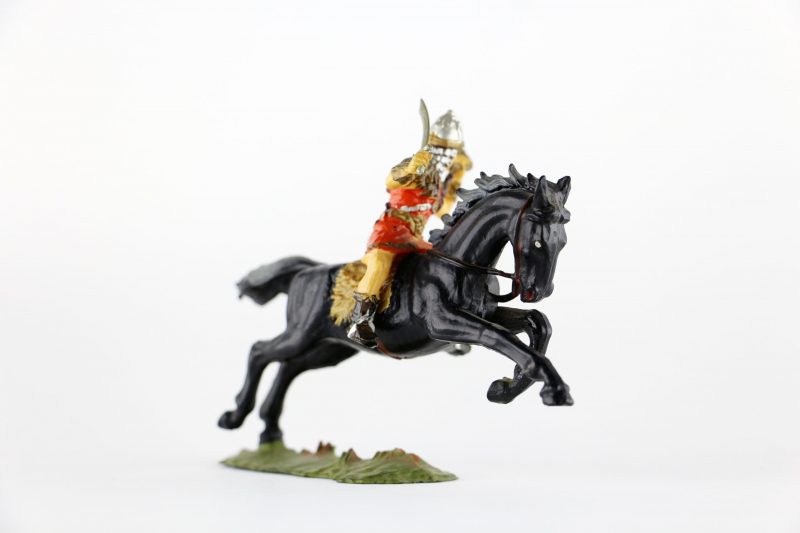 Figurine Elastolin Cavalier Hun Barbare Guerrier Lance Plastique