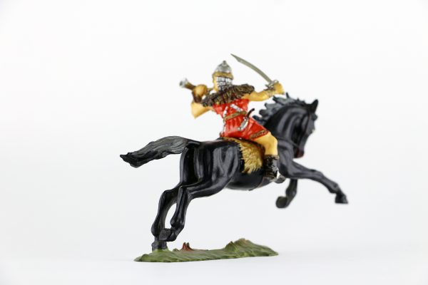 Figurine Elastolin Cavalier Hun Barbare Guerrier Lance Plastique