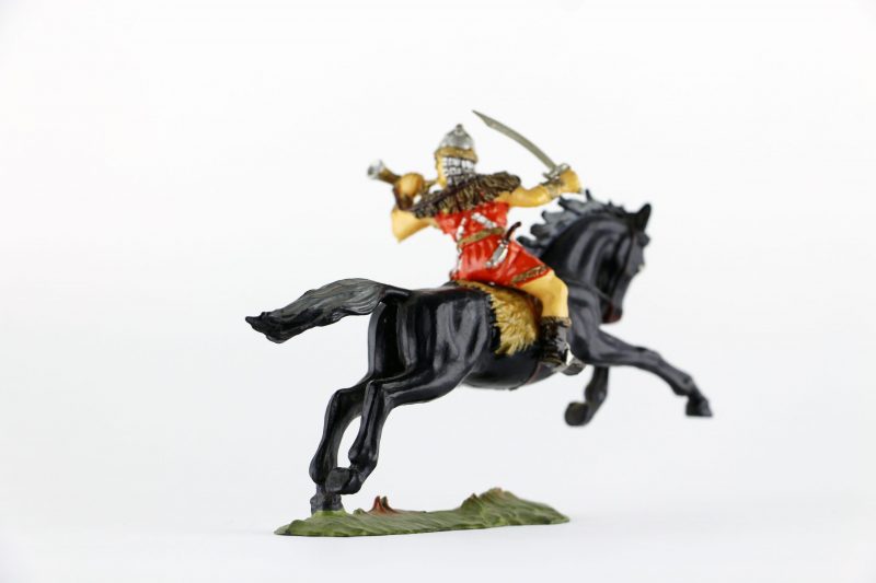 Figurine Elastolin Cavalier Hun Barbare Guerrier Lance Plastique