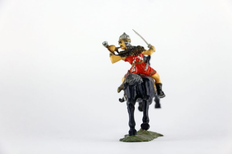 Figurine Elastolin Cavalier Hun Barbare Guerrier Lance Plastique