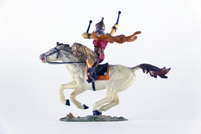 Figurine Elastolin Cavalier Hun Barbare Guerrier Lance Plastique