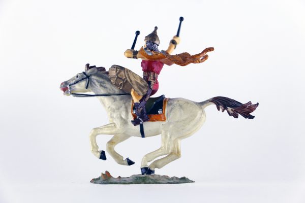 Figurine Elastolin Cavalier Hun Barbare Guerrier Lance Plastique