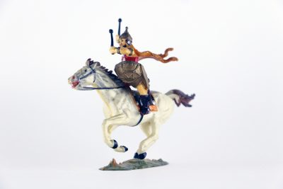 Figurine Elastolin Cavalier Hun Barbare Guerrier Lance Plastique