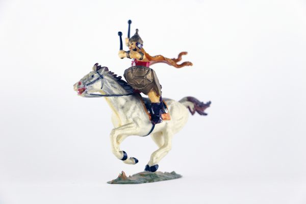 Figurine Elastolin Cavalier Hun Barbare Guerrier Lance Plastique