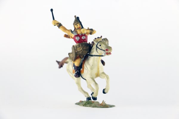 Figurine Elastolin Cavalier Hun Barbare Guerrier Lance Plastique