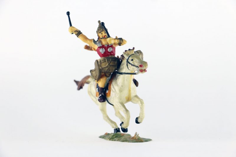 Figurine Elastolin Cavalier Hun Barbare Guerrier Lance Plastique