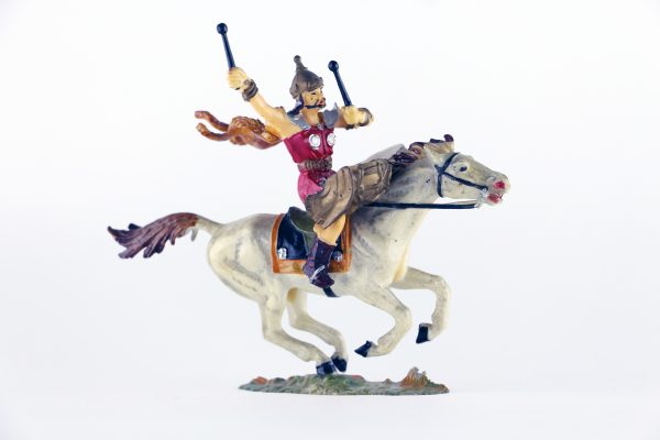 Figurine Elastolin Cavalier Hun Barbare Guerrier Lance Plastique