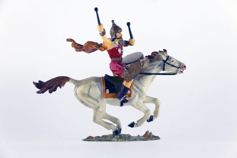 Figurine Elastolin Cavalier Hun Barbare Guerrier Lance Plastique